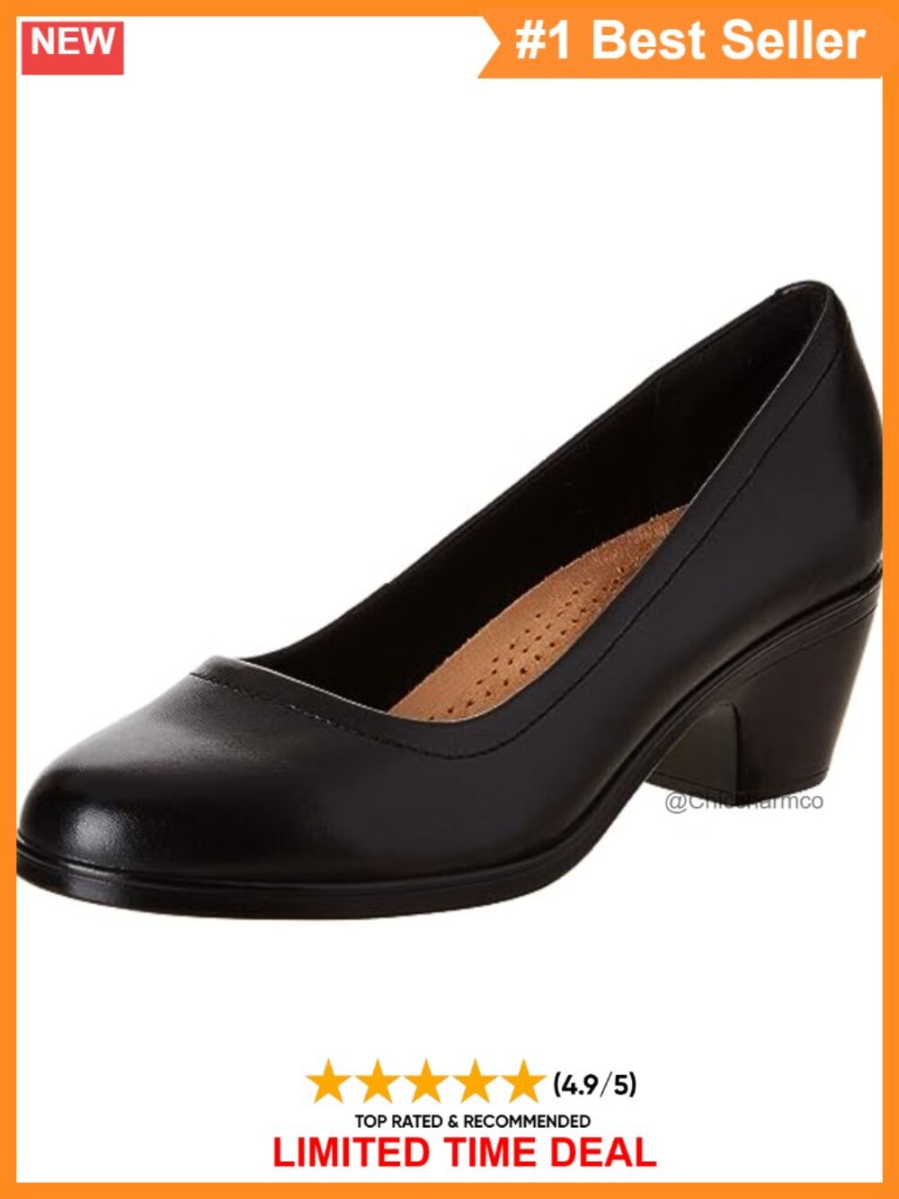 Clarks Emily 2 Ruby Pumps Leather Block Heel Closed Toe Formal